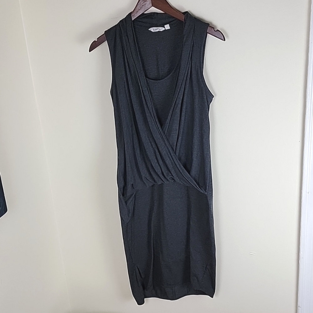 Athleta Duet Wrap Dress Charcoal Grey size S